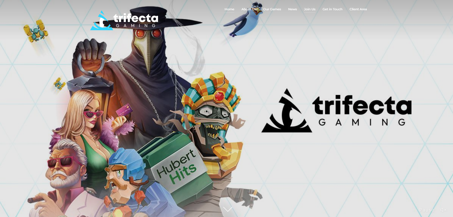 Homepage of Trifecta Gaming, a featured game provider at PampaGo Casino.
